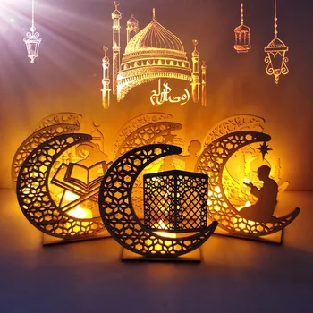LED-uri Lumina Lunii Eid Lemn Pandantiv Mubrak Ramadan Decor pentru Acasă Islamic Partid Musulman Eid Decor Kareem Ramadan Eid Al-Fitr