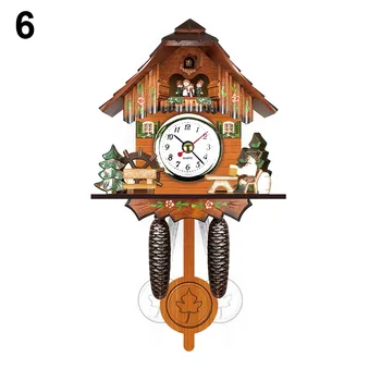Lemn Cuc Ceas de Perete Bird Timp Bell Leagăn de Alarmă Ceas Domiciliu Art Decor CLH@8