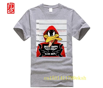 LEQEMAO Imprimate din Bumbac pentru Bărbați Looney Tunes Daffy Duck Mugshot Barbati Graphic T Shirt