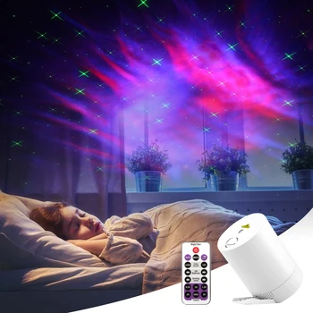 Lumina de noapte Cerul Înstelat Proiector Val de Apă Lampa LED star muzica de Rotație de Control de la Distanță Bluetooth Dormitor Lampă de Noptieră