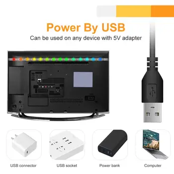 Lumini cu LED-uri Benzi USB Infraroșu de Control RGB SMD5050 DC5V 0,5 M 2M 5M Flexibil Lampa de Bandă Diodă TV de Fundal Iluminat Luces LED