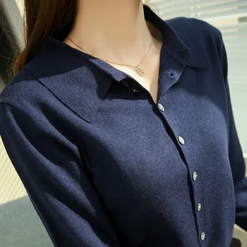 Lână Tricotate Cardigan pentru Femei Jachete 2021 Noua Moda Guler de Camasa, Pulovere Doamnelor Cardigan din Lână Moale