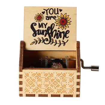 Manivela music box de culoare de imprimare de imprimare manual din lemn cutie de muzică pentru copii fată cadouri cadouri de ziua de nastere o multime de loc