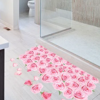 Mare de flori de trandafir Autocolante de perete Roz Romantic Flori Rosii Etaj Arta Autocolant Vinil Decorațiuni interioare pentru Dormitor Baie Bucatarie