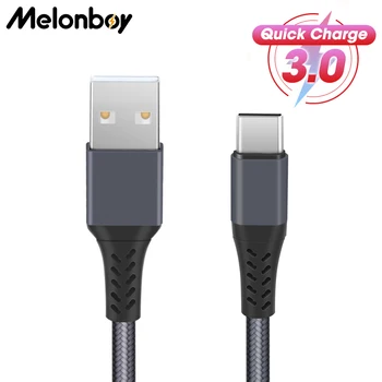 Melonboy 3A USB de Tip C Cablu pentru Samsung Huawei, Xiaomi Telefon Mobil de Încărcare Rapidă USB-C prin Cablu de Tip C, Încărcător Micro USB Cabluri