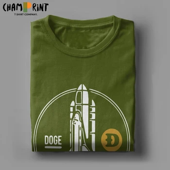 Men ' s T-Shirt Dogecoin Rachetă Pe Lună Amuzant din Bumbac Tricou Maneca Scurta Bitcoin T Shirt Echipajul Gât Plus Dimensiunea Îmbrăcăminte