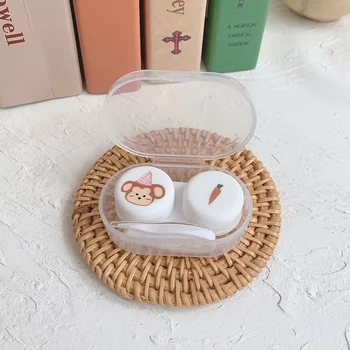 Mini drăguț și portabil lentile de contact de caz cu oglindă cosmetică caz de lentile de contact lentile de depozitare cutie de cadou
