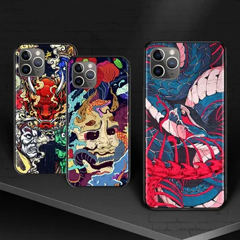 Mitologia japoneză Artă Fantomă Pentru iPhone 12 11 XS Pro Max Mini-XR-X 8 7 6 6S Plus 5 SE 2020 Capac Negru Caz de Telefon