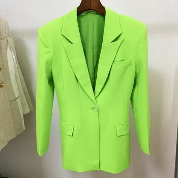 [MOART] Noi Dintata Maneca Lunga Femei Libere Verde de Buzunar Singur Buton de Moda Blazer de Vară 2021 7E1051
