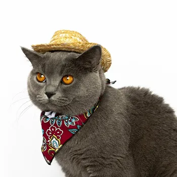 Moda de Companie Țesute Pălărie de Paie de Companie Soare Pălărie Sombrero pentru Câini de talie Mică și Pisici, animale de Companie Pisoi Capace Costum de Câine de Companie Accesorii