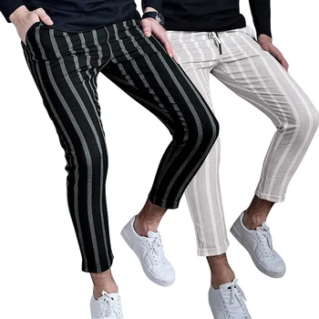 Moda Noua carouri stripe pantaloni placket buton cu fermoar tendință toate-meci de pantaloni casual