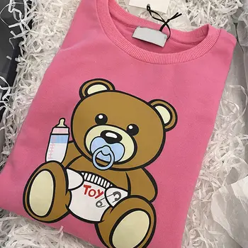 Moda pentru Copii Fete si Baieti Pulover Copii Haine Ursul Desene animate Model cu Maneci Lungi T-Shirt de Copii de Înaltă Calitate Topuri Casual
