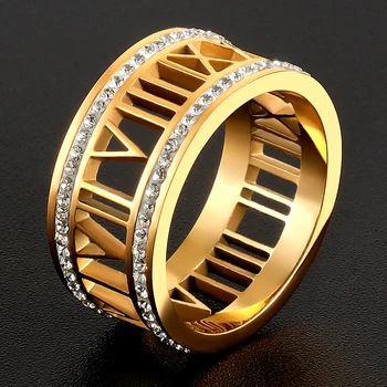 Moda Romană Numărul Inel Aur Alb Inele De Culoare Pentru Femei Vintage Data Nuntii Din Oțel Inoxidabil Iubitor De Inel