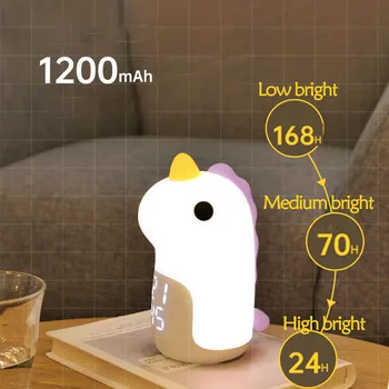 Multifuncționale Inteligente Unicorn Ceas Deșteptător Lumina de Noapte Voice Control Creativ pentru Copii Dormitor Silicon Lumini de Noapte