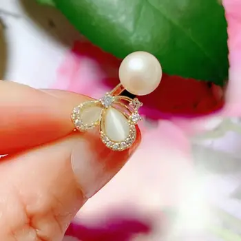 Naturale de apă dulce pearl inel pentru femei 2021 nou arc placat cu deschidere de inel moda bijuterii petrecerea de logodnă a purta elegant decora