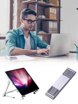NBDZJ 3 IN 1 Mini Pliere Laptop Stand Pentru Telefon Mobil, Tableta Sta Aliaj de Aluminiu Reglabil Non-alunecare de Notebook-Suport Pentru Mac