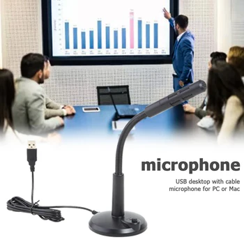 Negru cu Fir USB Laptop Microfon Desktop Mini Studio Discurs Stand Microfon pentru Laptop, PC, Mac 270 * 80 * 12mm/10.63*3.15*0.47 în