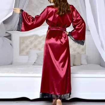 Noapte Soft Nou Kimono de Mătase Halat Halat de baie Femei de Mătase de Onoare Haine Sexy Robe roșii din Satin Halat Doamnelor Halate 2020