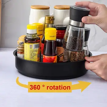 Noi 360 De Rotație Tava De Bucătărie Container De Depozitare Condimente Borcan Gustare Cosmetice Din Oțel Inoxidabil Tavă De Servire Condiment Tava De Stocare