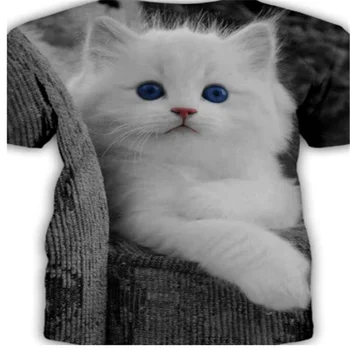 Noi de animale 3D cat grafice cool T-shirt topuri de vara tricouri barbati O-gât cu mânecă scurtă de moda pentru bărbați tricou topuri