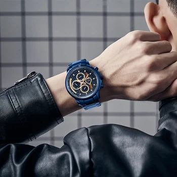 Noi NAVIFORCE Moda Blue Mens Ceasuri de Top de Brand de Lux din Oțel de sex Masculin Ceas Sport rezistent la apa Cuarț Ceas pentru Bărbați Relogio Masculino