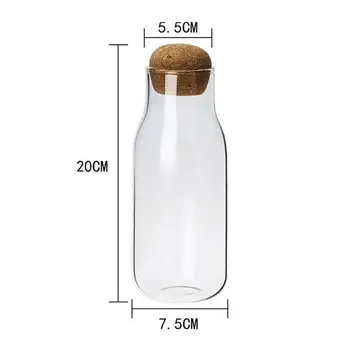Noi Simplu Rezistent La Căldură Lapte Suc De Apă Flacon De Sticlă Cu Dop De Lemn Creative De Sticlă Transparentă De Apă Sucul De La Sticla De Lapte