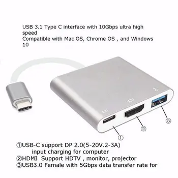 Noul C HUB USB la HDMI compatibil Pentru Macbook Pro/Air Thunderbolt 3 USB de Tip C Hub la HDMI compatibil cu USB 3.0 Port USB-C Putere