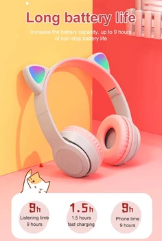 Noul LED de Pisică Ureche Căști fără Fir Bluetooth Pliabil 5.0 Anulare a Zgomotului Copil Adult Fata de Căști Cu Microfon Suport TF Card
