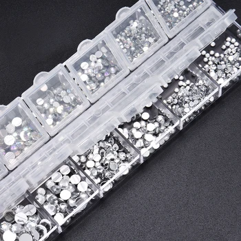 Noul Multi-dimensiuni Strasuri Unghii 3D Crystal AB Clar de Unghii Unghii DIY Arta de Decoratiuni Nit de Argint Stras Akcesoria Face Paznokci