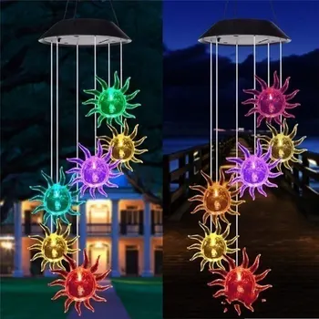 Noul Solar Color-schimbarea Perdeaua de Lumină Colorate Chime Vânt în aer liber Lampa Decorativa Impermeabila Vânt Clopot de Lumină pentru Gradina HG996