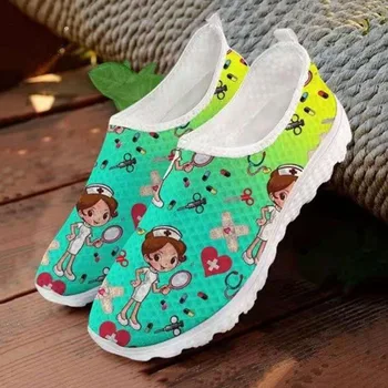 Nouă Femei Pantofi Casual Plasă de Adidași Femei Drăguț desen Animat Femei Pantofi Slip Pe Asistentă medicală de sex Feminin Doamnelor Pantofi Platforma Adidasi Femei