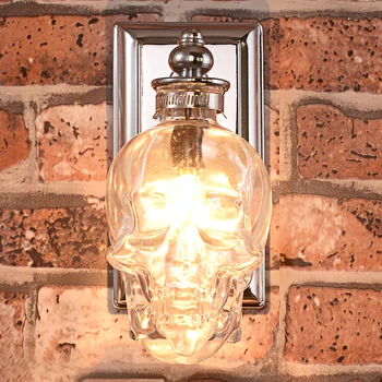 Oasele craniului Lampă de Perete Retro Loft Sconces Sticlă Clară Arta de Perete, Corpuri de iluminat pentru Sala de Mese Bar Industriale Decor Acasă