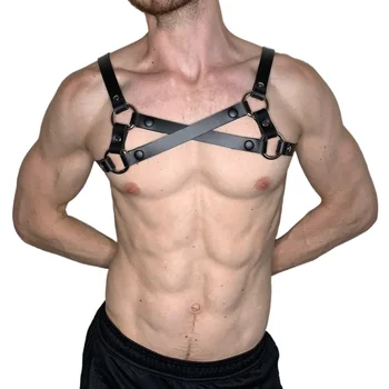 Omul BDSM Ham din Piele PU Fetish Homosexuali Lenjerie Erotica Body Cușcă Piept Sex Costume Clubwear Sexy Cosplay Topuri Curele pentru Sexuală