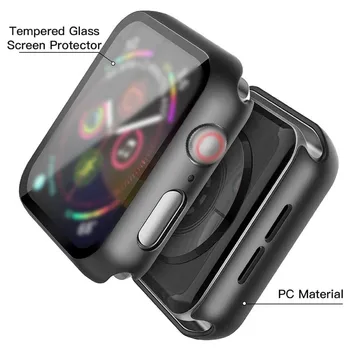 PC greu de Caz Pentru Apple Watch Seria 6 Seria SE 5 / 4 Uita-te la Cazul Cu Temperat Pahar Ecran Protector 40/44mm