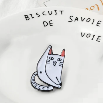 Pentru Femei Drăguț Desparte Pisica Broșe Simple Animale Amuzant Ace Bijuterii Email Pin Jachete cu Guler Insigna pentru Dansatoare