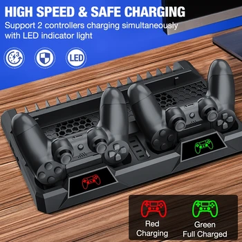 Pentru PS4/PS4 Slim/PS4 Pro Dual Controller Charger Consola Vertical Stand de Răcire Stație de Încărcare de Răcire Ventilator Pentru Playstation 4