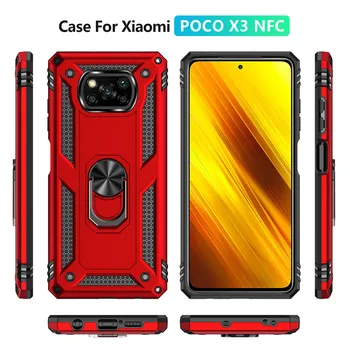 Pentru Xiaomi Pocophone Poco X3 NFC Caz rezistent la Socuri Armura de suport Suport Auto Magnetic Inel de Telefon Caz pentru Mi Poco X3 Pro Capacul din Spate