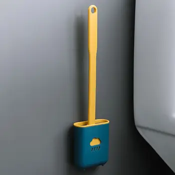 Perie wc Cu Wc-Suport Perii Set de Silicon WC Agățat de Perete cu Cap Plat Flexibil Peri Moi Perie de Baie Instrument de Curățare