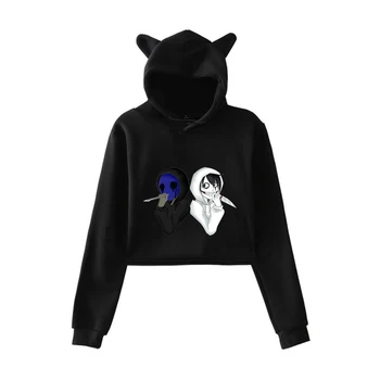 Personalitate unica atmosfera de groază de umor negru Creepypasta supradimensionat hanorac cu urechi de pisică Femei Hanorac Tricou haine Sexy