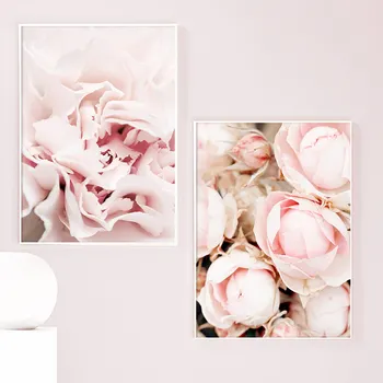Pinky Trandafir Bujor Dahlia Flori Proaspete Nordic Postere Si Printuri De Arta De Perete Panza Pictura Pe Perete Poza Pentru Living Decor Acasă
