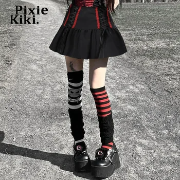 PixieKiki Neagra Plisata Fusta cu Bretele Gotice Punk E-fete Haine Emo Kawaii Harajuku Micro Fuste Mini Y2k Grunge P80-BI15