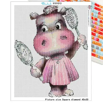 Plin de diamante 5D desene animate hipopotam manual DIY diamant pictura cruciulițe copii cadou mozaic stras dormitor decor acasă