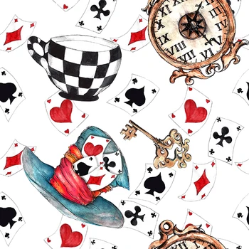 Poliester Satin Fabri pentru Rochie Alice Poker Personalizate Imprimate Colorat Anim Pânză DIY Cusut Manual Mozaic
