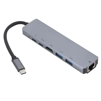 Portabil de Tip C Pentru HDMI, RJ45 6 In 1 Laptop Docking station Pentru MacBook USB3.1 Suport pentru Nintendo en-Gros
