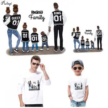 Pulaqi Moda Familie de Transfer de Căldură Autocolant Pe Haine de Tata, Mama, Copil Fier Pe Patch-uri Pentru Haine DIY tricou Haine Set de Autocolant