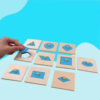 Puzzle Din Lemn Montessori Geometrie Copil Jucărie De Lemn Introduceri Set De Educație Timpurie De Formare Jocuri, Jucarii Copii, Familie Versiune