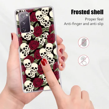 Retro Craniu Flori de Telefon Barei de protecție Caz Pentru Samsung Galaxy S21 Ultra S20 FE 5G S10e S10 S9 S8 Plus Hard Shell Acoperire Coque Fundas