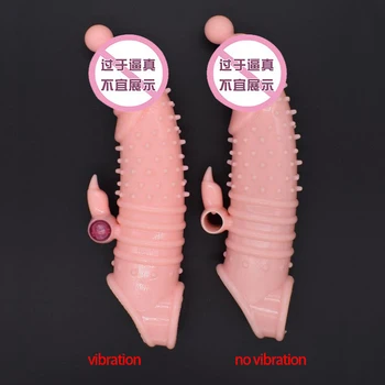 Reutilizabile Vibreze Prezervativ Contraceptive Extindere Penisului Penis Sleeve Spike Bretele Sex Produsului Bărbați Jucării Extinde Vibrator Caz