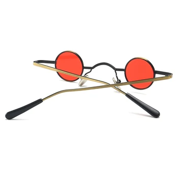 Roșii mici ochelari de soare rotund retro cadru metalic negru bărbați punk ochelari de soare femei uv400 ochelari de decor
