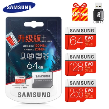 SAMSUNG 128GB Micro SD Card de Memorie de 64GB 256GB EVO Plus Class10 TF Card C10 Card SD de 100MB/S MicroSD UHS-1 U3 cartao de memoria